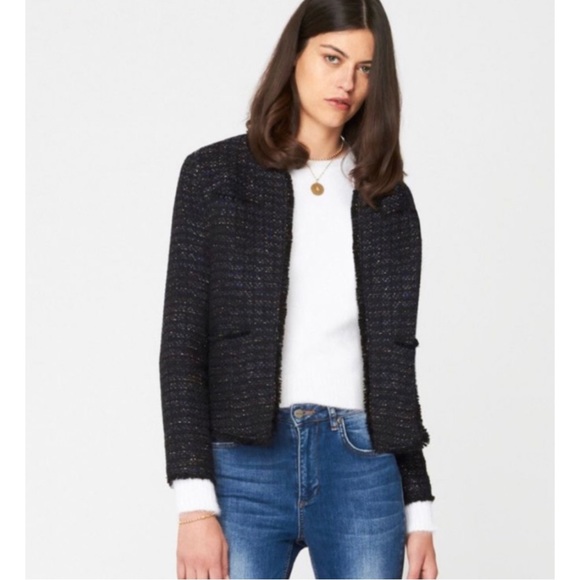 Anine Bing Tweed Blazer Raw Hem Jacket - Picture 5 of 14